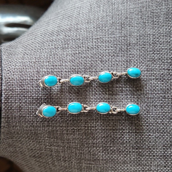 Stunning NWOT Native American Navajo Turquoise 4 Stone Dangle Earrings 🩵🎁❤️ - Picture 6 of 12